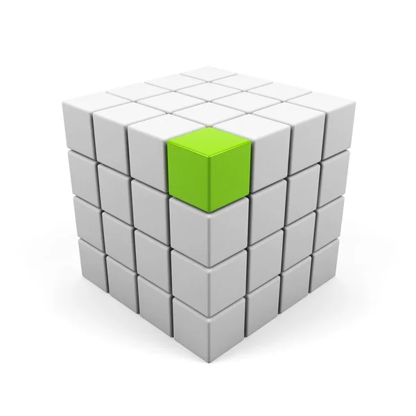 Abstract 3d illustration of cube assembling from blocks — Stock Photo, Image