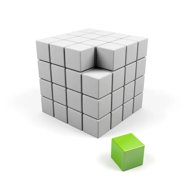 Abstract 3d illustration of cube assembling from blocks — Stock Photo, Image