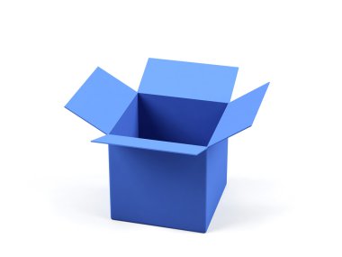 beyaz arkaplanda karton kutu.