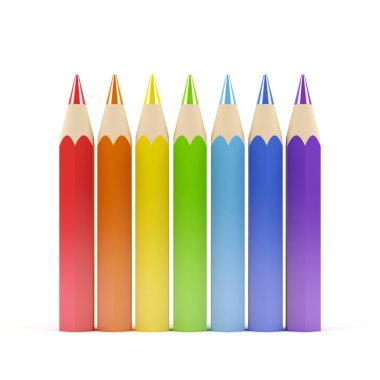 beyaz izole renkli kalemler.