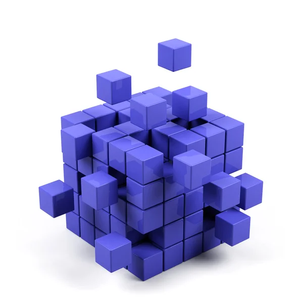 Abstract 3d illustration of cube assembling from blocks — Stock Photo, Image