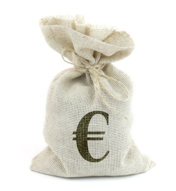 Beyaz bir arka plan üzerinde izole € dan çanta.