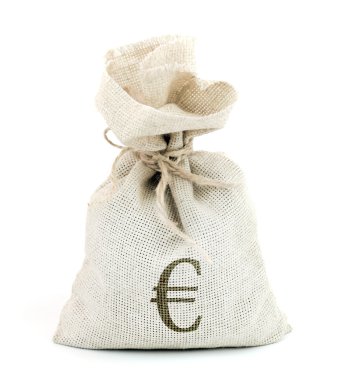 Beyaz bir arka plan üzerinde izole dolar çanta.