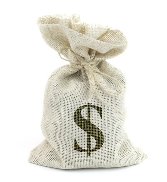 Bag from Dollars isolated on a white background. — Stock Photo, Image