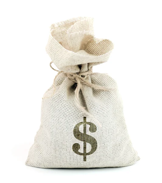 Bag from Dollars isolated on a white background. — Stock Photo, Image