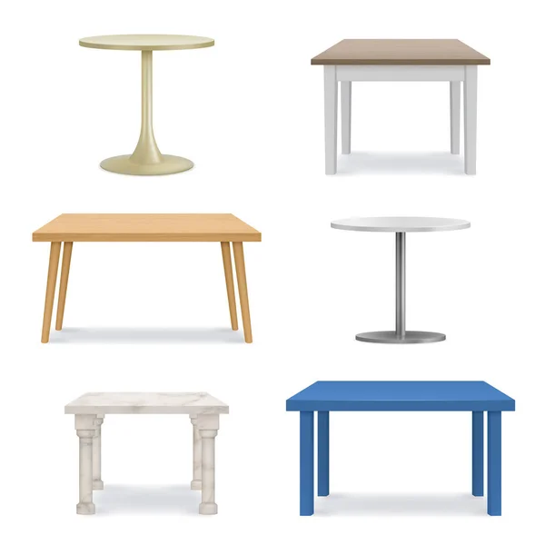 Vectortafel klaar. Lege houten, plastic, stenen tafels. Template voor objectpresentatie. Vector realistische illustratie — Stockvector