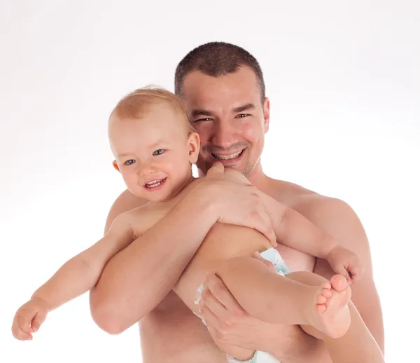 Bir baba ve oğlu tatlı bebek portresi — Stok fotoğraf
