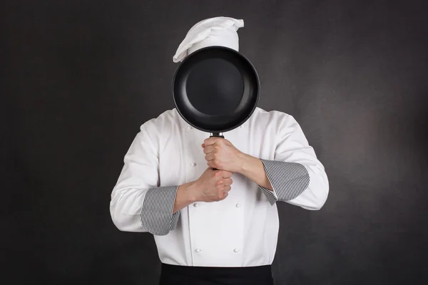 Chef derrière pan — Photo