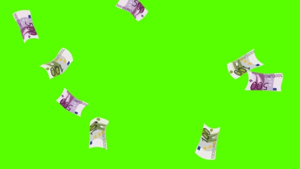 EURO money rain. Green screen — Stock Video