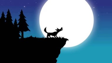 Moon için - siluet uluyan kurt