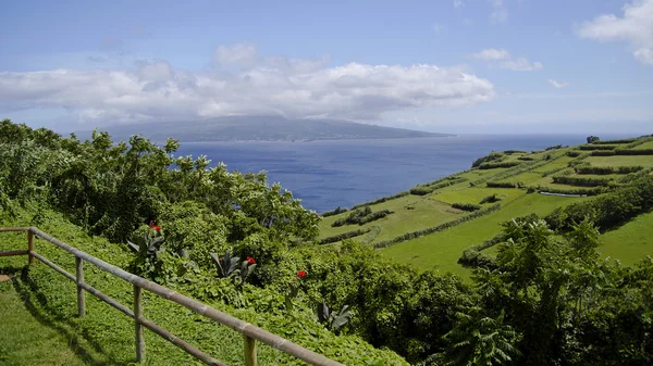 The view of cloudy Pico island. Azores. — Stock Photo, Image