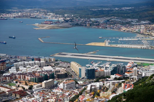 Aerial view of Gibraltar, harbor and coastline. — Stock Photo, Image
