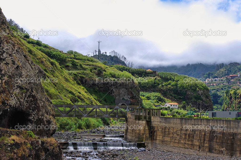 Dry riverbed in Ponta Delgada on Madeira island, Portugal