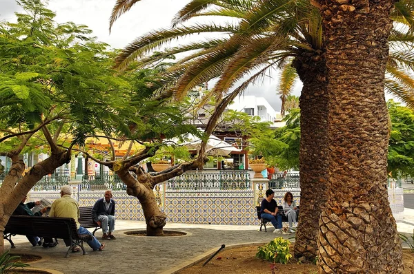 Centrale plein in tazacorte stad eiland la palma, Canarische, Spanje — Stockfoto