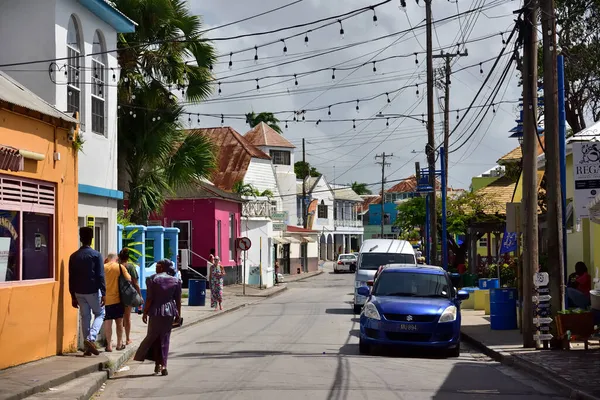 Speightstown Barbade Février 2020 Personnes Dans Rue Principale Speightstown Une — Photo