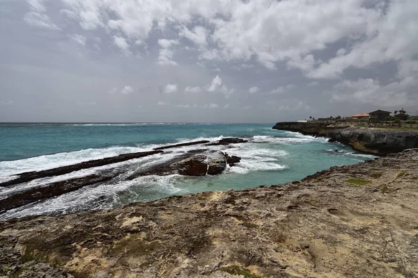 Rocky Coastline Shark Hole West Coast Island Barbados Caribbean Islands — Stock Photo, Image