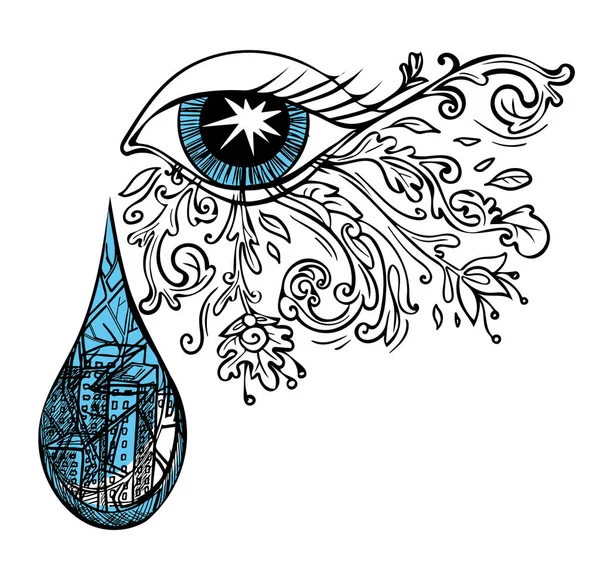 Şehir için ağlayan gözler. Vektör illüstrasyon kavramı 