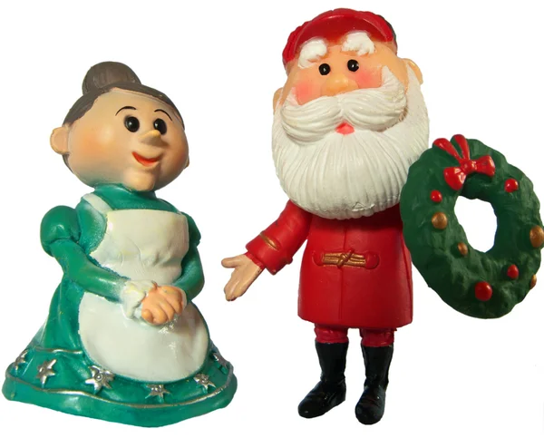 Santa claus and mrs claus figures — Stock Photo, Image
