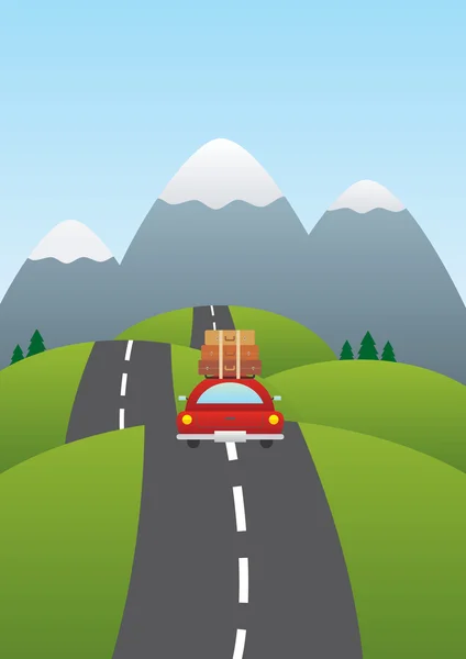 Illustration d'une voiture sur la route — Image vectorielle