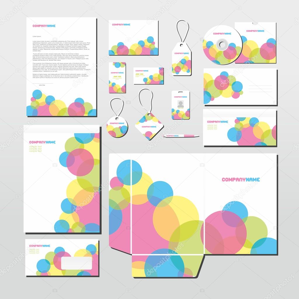 Vector stationery set with colorful circles