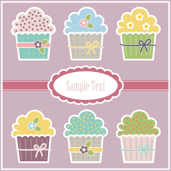 Vector wenskaart met cupcakes Stockvector