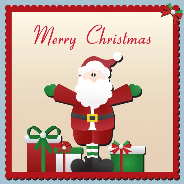 Santa claus kerstkaart — Stockvector