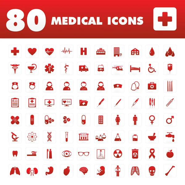 80 iconos médicos — Archivo Imágenes Vectoriales