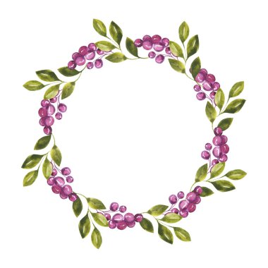 Çiçek ve yaprak çelengi, vektör illüstrasyonu