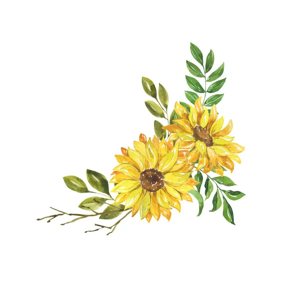 Akvarell Blommönster Med Blommor Blad Knoppar Grenar Blomma Botaniska Vår Stockfoto