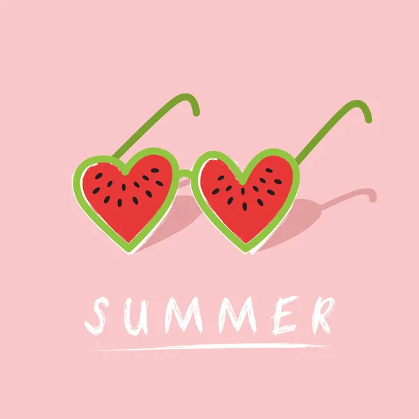 Watermelon Glasses Summer Background Vector Illustration — Stock Vector