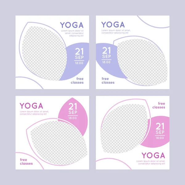 Yoga sosyal medya ileti seti.