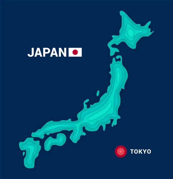 Mapa Topográfico Japón Cartografía Concepto — Archivo Imágenes Vectoriales
