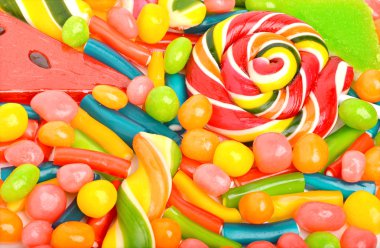 parlak tatlılar, lolipop, badem, şeker ve jöle tatlılar
