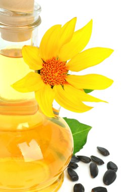 bitkisel yağ ve ayçiçeği ile sürahi