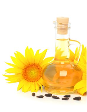 bitkisel yağ ve ayçiçeği ile sürahi