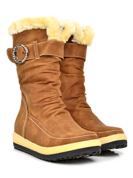 Fashion winter boots on the white background — Stock Photo, Image