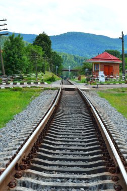 Yeşil forest yakınındaki demiryolu parça