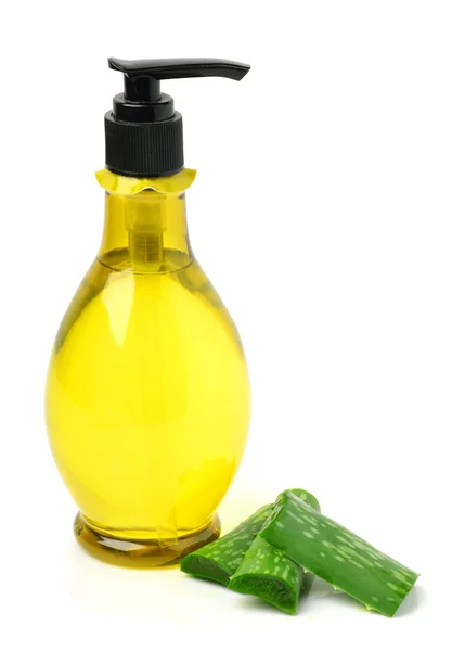 Gel bottle and aloe vera — Stock Photo, Image