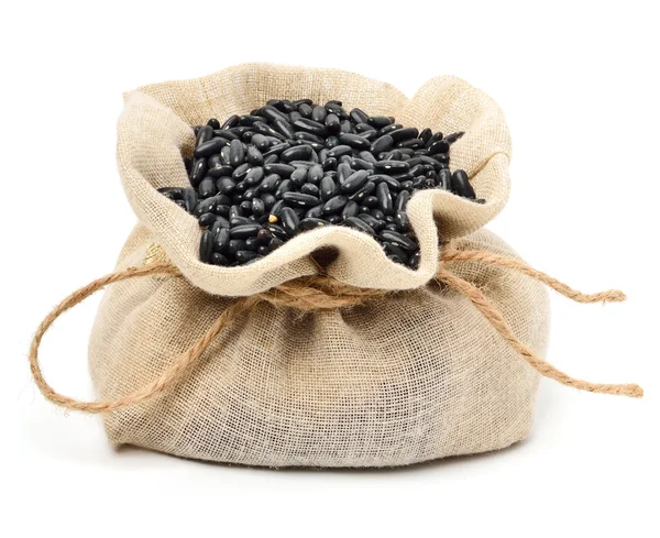 Black beans in the sack — Stock Photo, Image