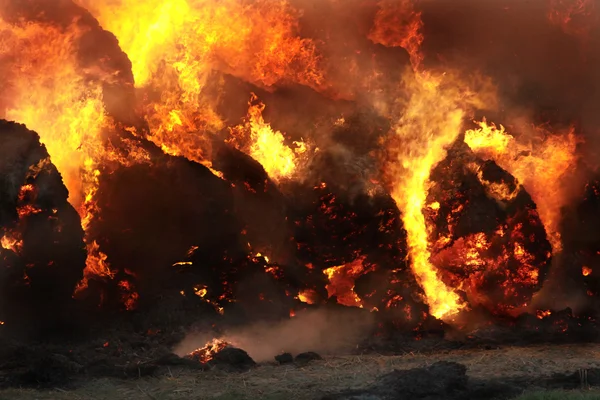 Brûler la paille et le feu Photo De Stock