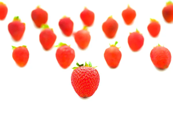 Healthy strawberry isolated on white background. Space for guests. — Stock Photo, Image