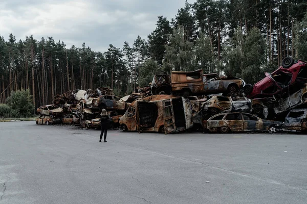 War Ukraine Blown Bridge Irpen — стокове фото