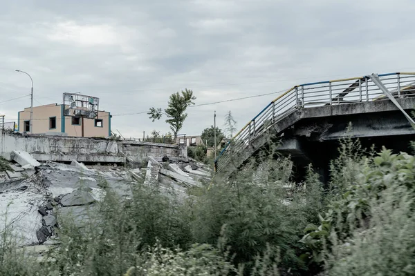 War Ukraine Blown Bridge Irpen —  Fotos de Stock