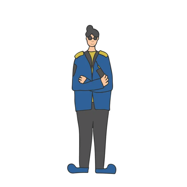 Guardia Seguridad Femenina Pie Con Los Brazos Cruzados Mujer Vestida Gráficos Vectoriales