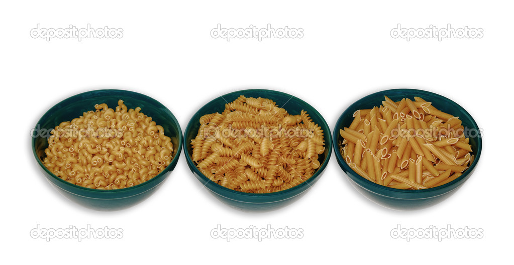 Variety of whole grain pasta