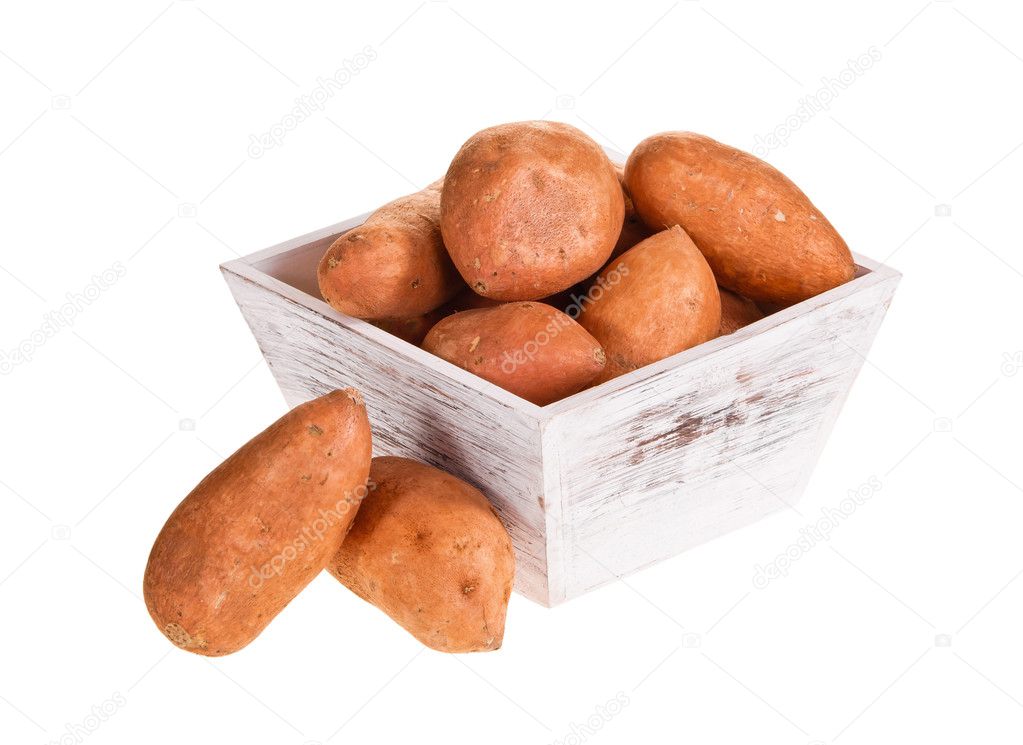 Sweet potatoes over white
