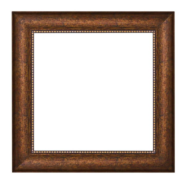 Picture frame with brown texture and golden ornament — Stock Photo, Image