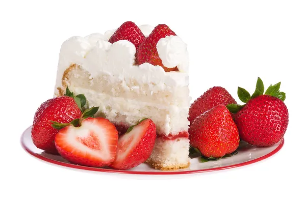 Slice of strawberry cake isolated — Stock Photo, Image