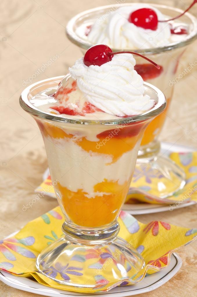Vanilla peach melba ice cream