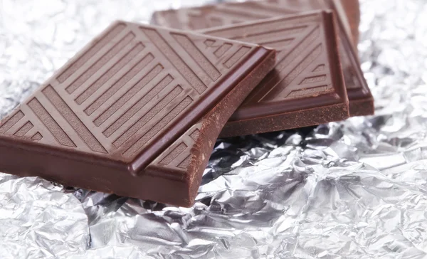 Pezzi di cioccolato fondente — Foto Stock